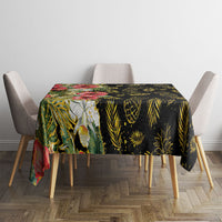 Hawaii Discoverers Day Tablecloth Tropical Hibiscus Glitter Black LT05 - Polynesian Pride