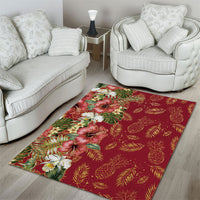Hawaii Discoverers Day Area Rug Tropical Hibiscus Glitter Crimson LT05 - Polynesian Pride
