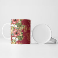 Hawaii Discoverers Day Ceramic Mug Tropical Hibiscus Glitter Crimson LT05 - Polynesian Pride