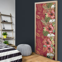 Hawaii Discoverers Day Door Cover Tropical Hibiscus Glitter Crimson