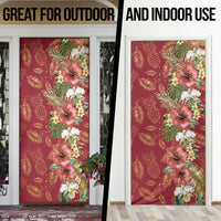 Hawaii Discoverers Day Door Cover Tropical Hibiscus Glitter Crimson