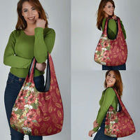 Hawaii Discoverers Day Grocery Bag Tropical Hibiscus Glitter Crimson LT05 - Polynesian Pride