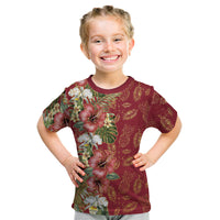 Hawaii Discoverers Day Kid T Shirt Tropical Hibiscus Glitter Crimson