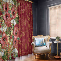 Hawaii Discoverers Day Window Curtain Tropical Hibiscus Glitter Crimson