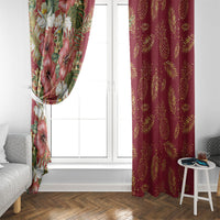 Hawaii Discoverers Day Window Curtain Tropical Hibiscus Glitter Crimson