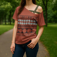 Polynesian Princess Inspired Tapa Pattern Cross Shoulder Shirt