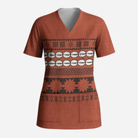 Polynesian Princess Inspired Tapa Pattern Scrub Top