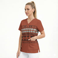 Polynesian Princess Inspired Tapa Pattern Scrub Top