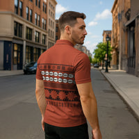 Polynesian Princess Inspired Tapa Pattern Zipper Polo Shirt