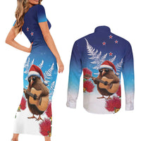 New Zealand Kiwi Christmas Couples Matching Short Sleeve Bodycon Dress and Long Sleeve Button Shirt Xmas Vibe