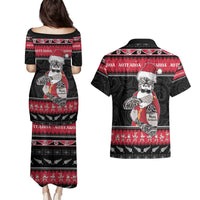 New Zealand Santa Tiki Christmas Couples Matching Puletasi and Hawaiian Shirt Meri Kirihimete LT05 - Polynesian Pride