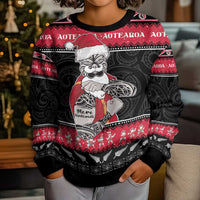 New Zealand Santa Tiki Christmas Kid Ugly Christmas Sweater Meri Kirihimete