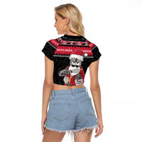 New Zealand Santa Tiki Christmas Raglan Cropped T Shirt Meri Kirihimete LT05 - Polynesian Pride