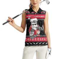 New Zealand Santa Tiki Christmas Women Sleeveless Polo Shirt Meri Kirihimete LT05 - Polynesian Pride