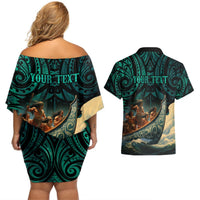 Personalised New Zealand Tamaki Herenga Waka Festival Couples Matching Off Shoulder Short Dress and Hawaiian Shirt Maori Pattern LT05 - Polynesian Pride