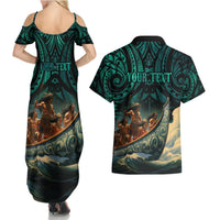 Personalised New Zealand Tamaki Herenga Waka Festival Couples Matching Summer Maxi Dress and Hawaiian Shirt Maori Pattern LT05 - Polynesian Pride