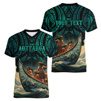 Personalised New Zealand Tamaki Herenga Waka Festival Women V Neck T Shirt Maori Pattern LT05 - Polynesian Pride