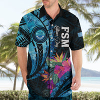 Personalised FSM Culture Day Hawaiian Shirt Tropical Flowers Tribal Pattern LT05 - Polynesian Pride