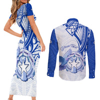 Personalised Northern Mariana Islands Commonwealth Day Couples Matching Short Sleeve Bodycon Dress and Long Sleeve Button Shirt Simple Style LT05 - Polynesian Pride