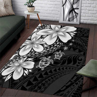 Polynesia Romantic Valentine Area Rug Sea Turtle Couple With Black Plumeria