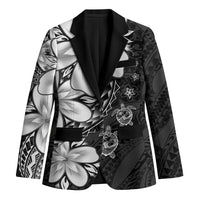 Polynesia Romantic Valentine Blazer Sea Turtle Couple With Black Plumeria