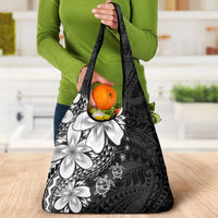 Polynesia Romantic Valentine Grocery Bag Sea Turtle Couple With Black Plumeria