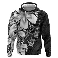 Polynesia Romantic Valentine Hoodie Sea Turtle Couple With Black Plumeria
