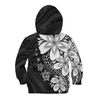 Polynesia Romantic Valentine Kid Hoodie Sea Turtle Couple With Black Plumeria