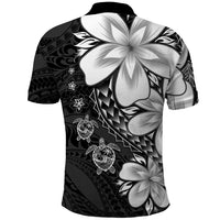 Polynesia Romantic Valentine Polo Shirt Sea Turtle Couple With Black Plumeria