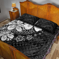 Polynesia Romantic Valentine Quilt Bed Set Sea Turtle Couple With Black Plumeria
