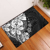 Polynesia Romantic Valentine Rubber Doormat Sea Turtle Couple With Black Plumeria