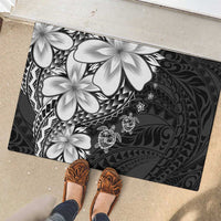 Polynesia Romantic Valentine Rubber Doormat Sea Turtle Couple With Black Plumeria