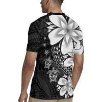 Polynesia Romantic Valentine Rugby Jersey Sea Turtle Couple With Black Plumeria