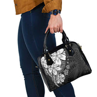 Polynesia Romantic Valentine Shoulder Handbag Sea Turtle Couple With Black Plumeria
