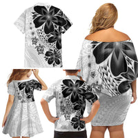 Polynesia Romantic Valentine Family Matching Off Shoulder Short Dress and Hawaiian Shirt Sea Turtle Couple With White Plumeria LT05 - Polynesian Pride
