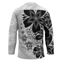 Polynesia Romantic Valentine Hockey Jersey Sea Turtle Couple With White Plumeria