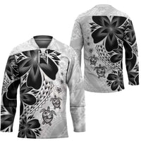 Polynesia Romantic Valentine Hockey Jersey Sea Turtle Couple With White Plumeria