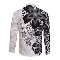 Polynesia Romantic Valentine Long Sleeve Button Shirt Sea Turtle Couple With White Plumeria