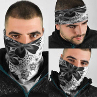 Polynesia Romantic Valentine Neck Gaiter Sea Turtle Couple With White Plumeria