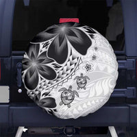 Polynesia Romantic Valentine Spare Tire Cover Sea Turtle Couple With White Plumeria