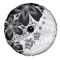 Polynesia Romantic Valentine Spare Tire Cover Sea Turtle Couple With White Plumeria