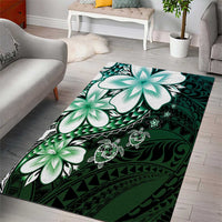 Polynesia Romantic Valentine Area Rug Sea Turtle Couple With Aqua Gradient Plumeria