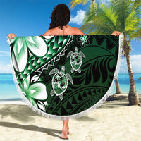 Polynesia Romantic Valentine Beach Blanket Sea Turtle Couple With Aqua Gradient Plumeria