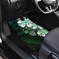 Polynesia Romantic Valentine Car Mats Sea Turtle Couple With Aqua Gradient Plumeria