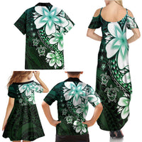 Polynesia Romantic Valentine Family Matching Summer Maxi Dress and Hawaiian Shirt Sea Turtle Couple With Aqua Gradient Plumeria LT05 - Polynesian Pride
