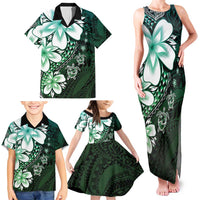 Polynesia Romantic Valentine Family Matching Tank Maxi Dress and Hawaiian Shirt Sea Turtle Couple With Aqua Gradient Plumeria LT05 - Polynesian Pride