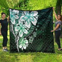 Polynesia Romantic Valentine Quilt Sea Turtle Couple With Aqua Gradient Plumeria