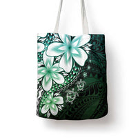 Polynesia Romantic Valentine Tote Bag Sea Turtle Couple With Aqua Gradient Plumeria