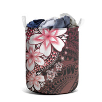 Polynesia Romantic Valentine Laundry Basket Sea Turtle Couple With Red Gradient Plumeria