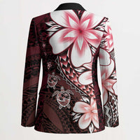 Polynesia Romantic Valentine Blazer Sea Turtle Couple With Red Gradient Plumeria